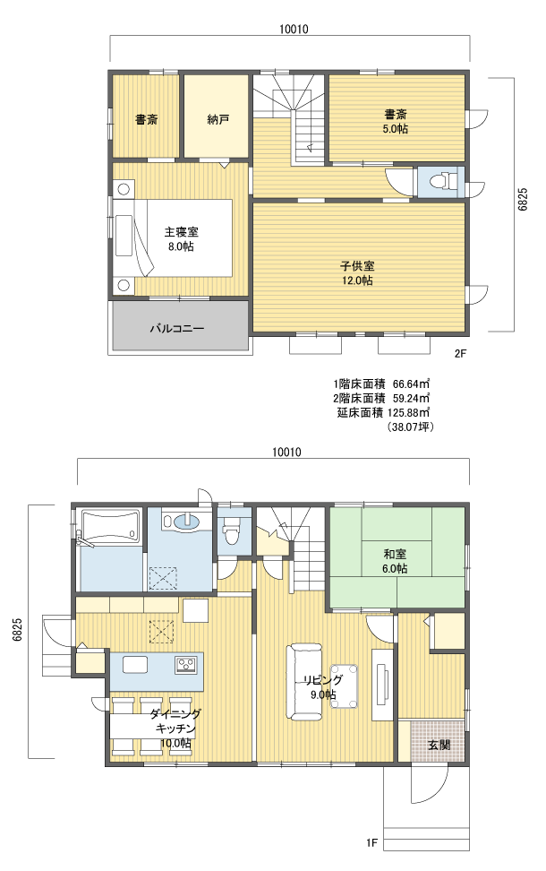 間口 6m 間取り 南 玄関