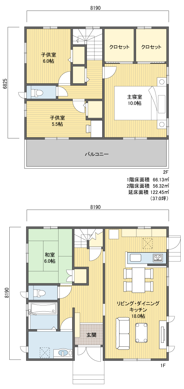 間取り1742階建 30?40坪 南玄関プラン注文住宅の一戸建て 楽住rakunism