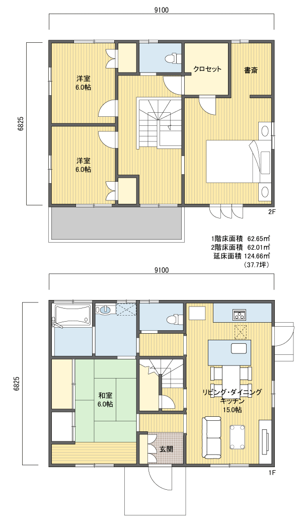 間取り1782階建 30?40坪 南玄関プラン注文住宅の一戸建て 楽住rakunism