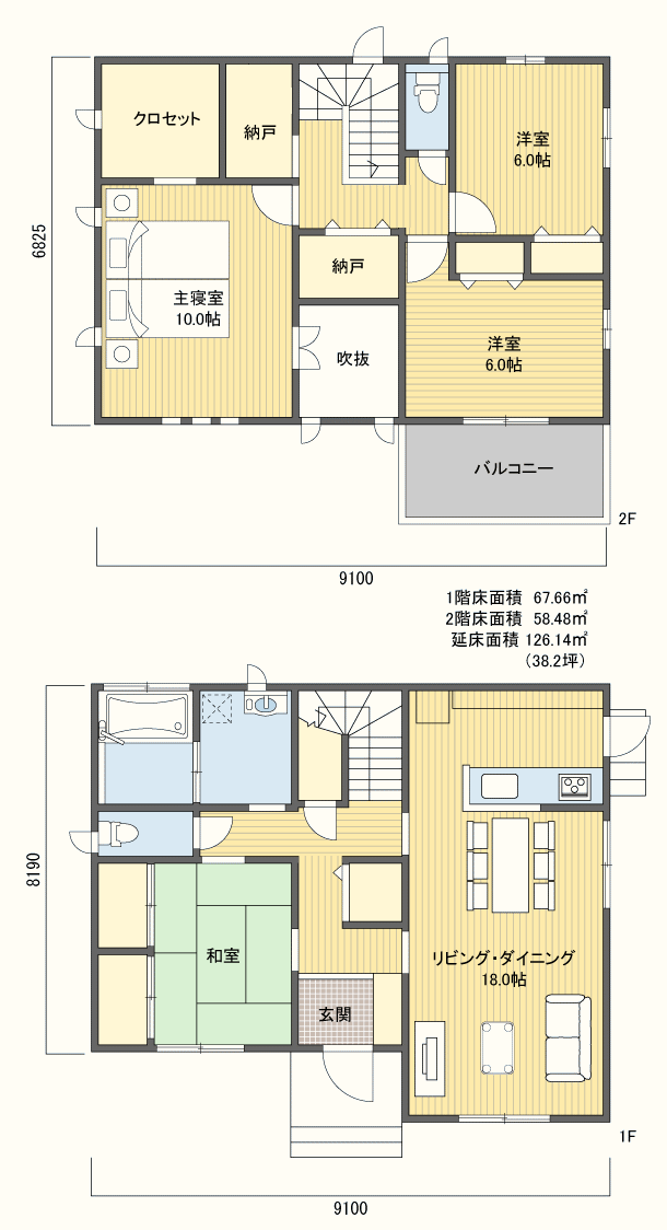 間取り1802階建 30?40坪 南玄関プラン注文住宅の一戸建て 楽住rakunism