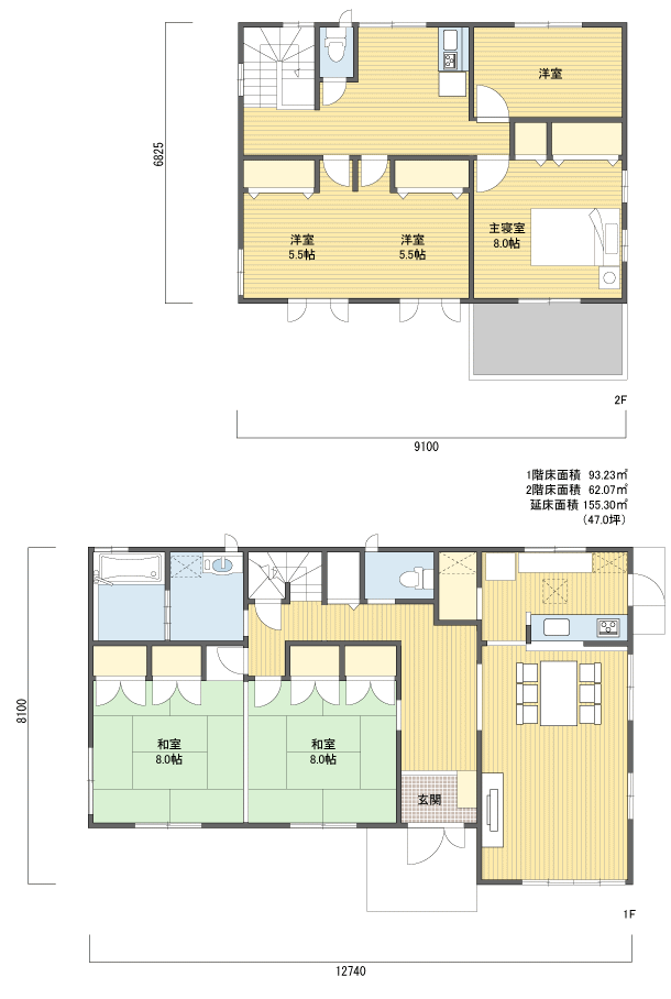 間取り1942階建 40?50坪 南玄関プラン注文住宅の一戸建て 楽住rakunism