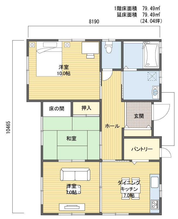 間取り2051階建(平屋) 20?30坪 東玄関プラン注文住宅の一戸建て 楽住rakunism