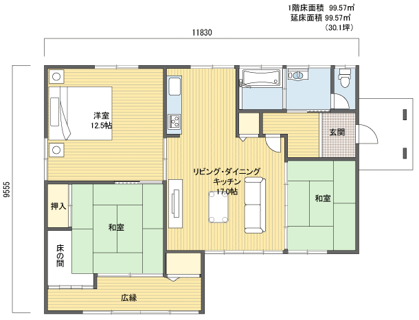 間取り2171階建(平屋) 30?40坪 東玄関プラン注文住宅の一戸建て 楽住rakunism