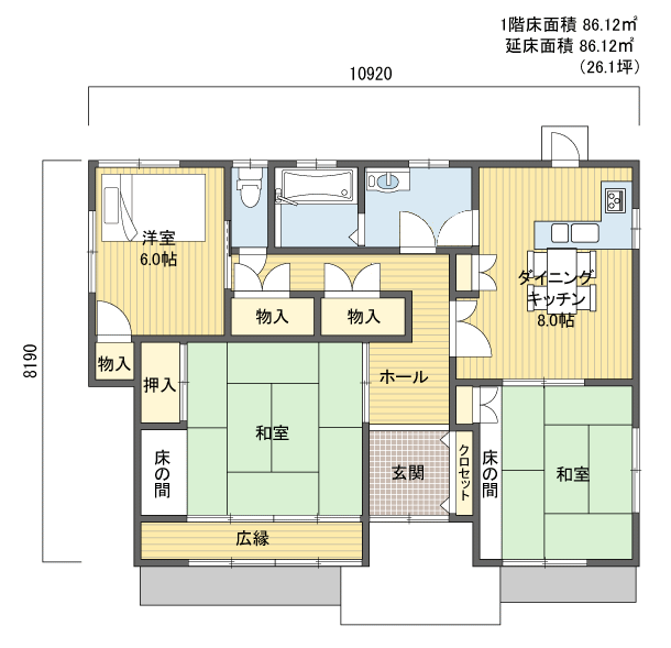 間取り2301階建(平屋) 20?30坪 南玄関プラン注文住宅の一戸建て 楽住rakunism