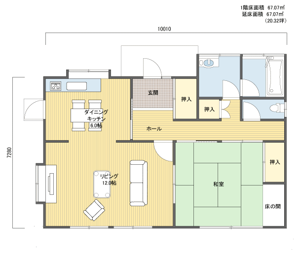 間取り2421階建(平屋) 20?30坪 北玄関プラン注文住宅の一戸建て 楽住rakunism