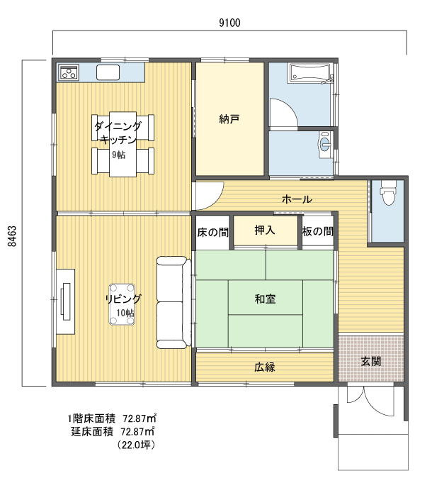 間取り2441階建(平屋) 20?30坪 南玄関プラン注文住宅の一戸建て 楽住rakunism