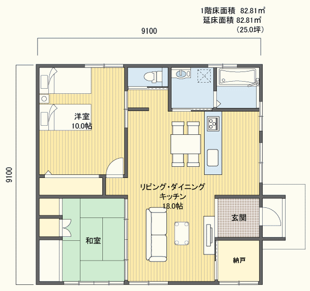 間取り2931階建(平屋) 20?30坪 東玄関プラン注文住宅の一戸建て 楽住rakunism