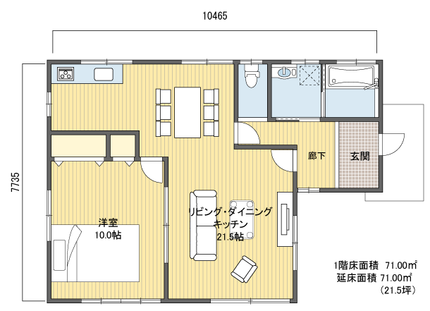 間取り2981階建(平屋) 20?30坪 東玄関プラン注文住宅の一戸建て 楽住rakunism