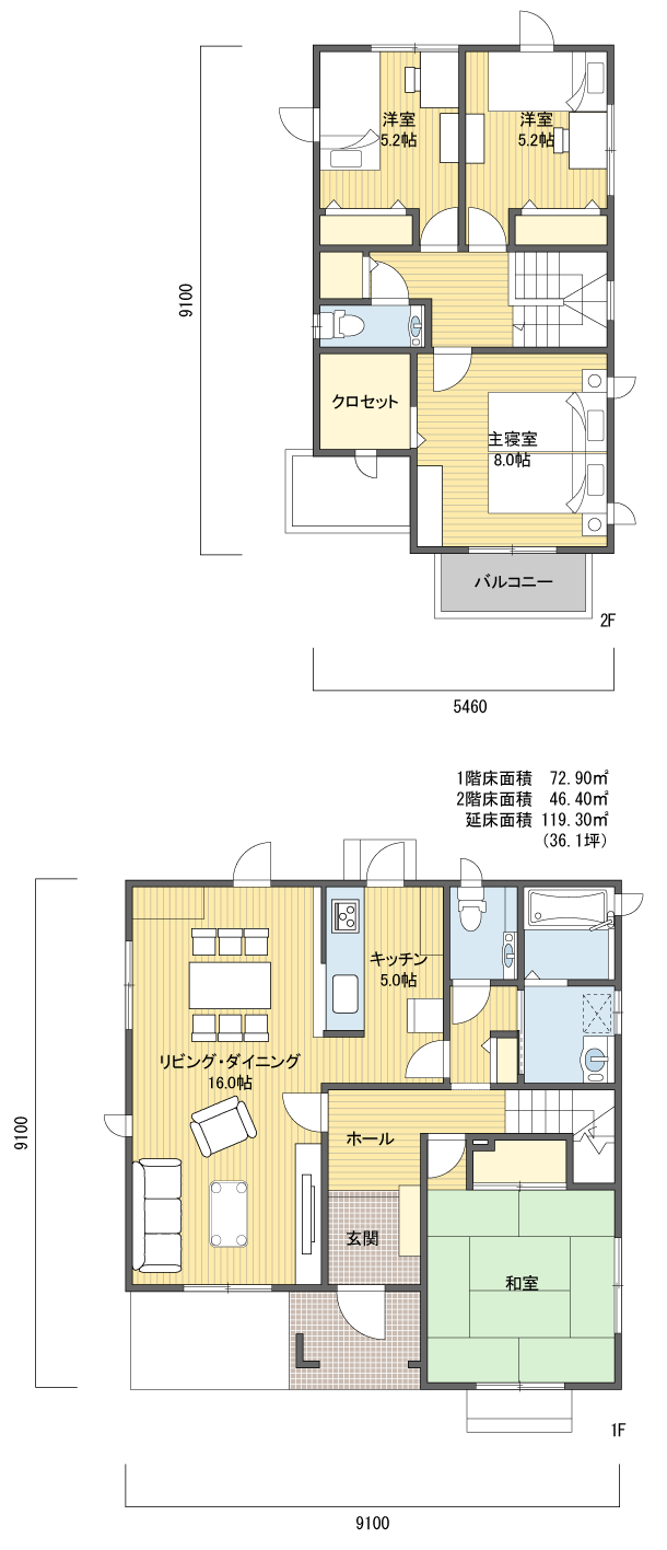 間取り442階建 30?40坪 南玄関プラン注文住宅の一戸建て 楽住rakunism