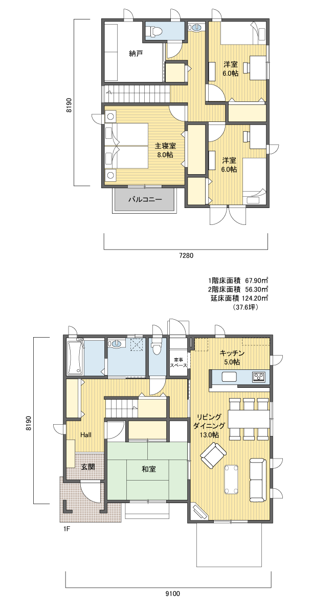 間取り542階建 30?40坪 南玄関プラン注文住宅の一戸建て 楽住rakunism